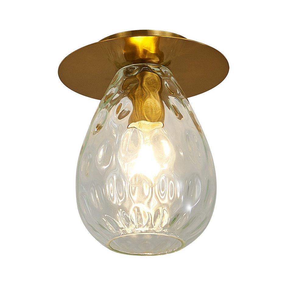 Pear Shaped Dimple Glass Flush Mount Lamp Nordic 1 Light Clear Flush Mount Light Fixture for Living Room Clearhalo 'Ceiling Lights' 'Close To Ceiling Lights' 'Close to ceiling' 'Flush mount' Lighting' 326879