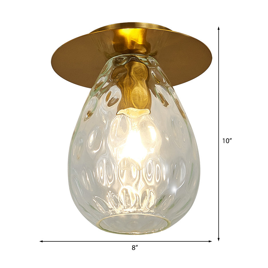 Pear Shaped Dimple Glass Flush Mount Lamp Nordic 1 Light Clear Flush Mount Light Fixture for Living Room Clearhalo 'Ceiling Lights' 'Close To Ceiling Lights' 'Close to ceiling' 'Flush mount' Lighting' 326880