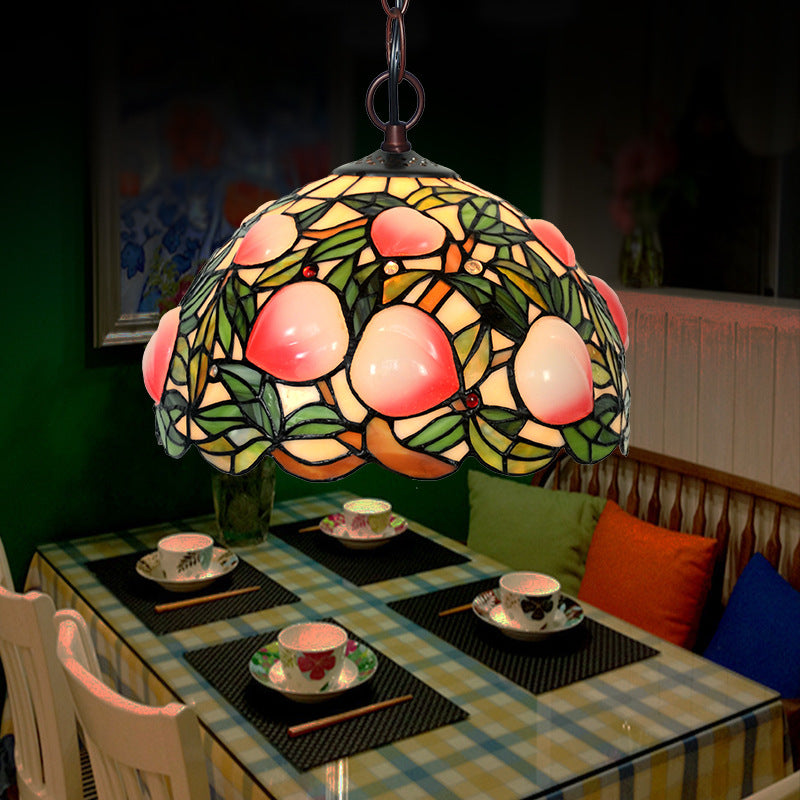 Pink Cut Glass 1/2/3 Lights Chandelier Light Victorian Peach Bronze Hanging Pendant for Dining Room, 12"/16"/20" Wide Clearhalo 'Ceiling Lights' 'Chandeliers' 'Industrial' 'Middle Century Chandeliers' 'Tiffany Chandeliers' 'Tiffany close to ceiling' 'Tiffany' Lighting' 326993