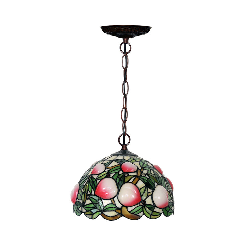 Pink Cut Glass 1/2/3 Lights Chandelier Light Victorian Peach Bronze Hanging Pendant for Dining Room, 12"/16"/20" Wide Clearhalo 'Ceiling Lights' 'Chandeliers' 'Industrial' 'Middle Century Chandeliers' 'Tiffany Chandeliers' 'Tiffany close to ceiling' 'Tiffany' Lighting' 326995