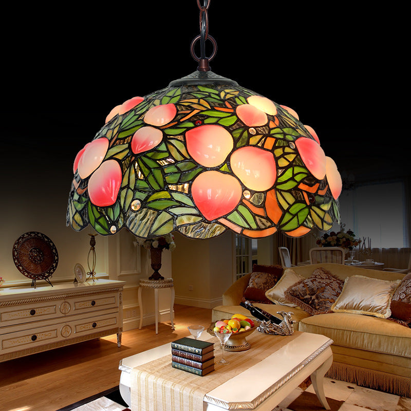 Pink Cut Glass 1/2/3 Lights Chandelier Light Victorian Peach Bronze Hanging Pendant for Dining Room, 12"/16"/20" Wide Clearhalo 'Ceiling Lights' 'Chandeliers' 'Industrial' 'Middle Century Chandeliers' 'Tiffany Chandeliers' 'Tiffany close to ceiling' 'Tiffany' Lighting' 327001