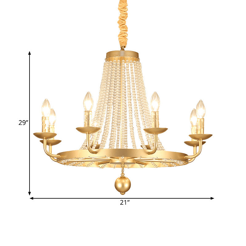 Metal Gold Ceiling Chandelier Candelabra 6/8/10 Lights Traditional-Style Hanging Light Fixture Clearhalo 'Ceiling Lights' 'Chandeliers' Lighting' options 328937