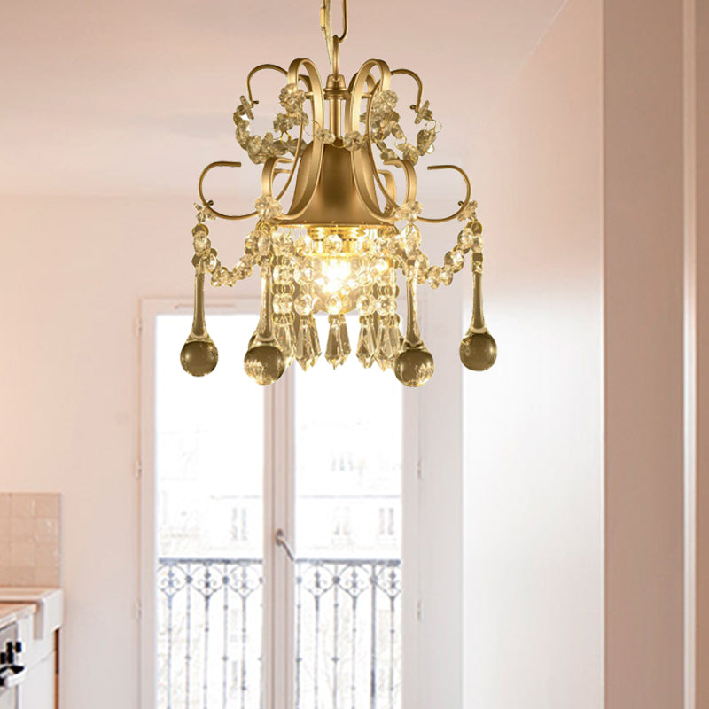 Crystal Swooping Arm Ceiling Chandelier Simple 3 Lights Living Room Pendant Light Fixture in Champagne Clearhalo 'Ceiling Lights' 'Chandeliers' Lighting' options 328982