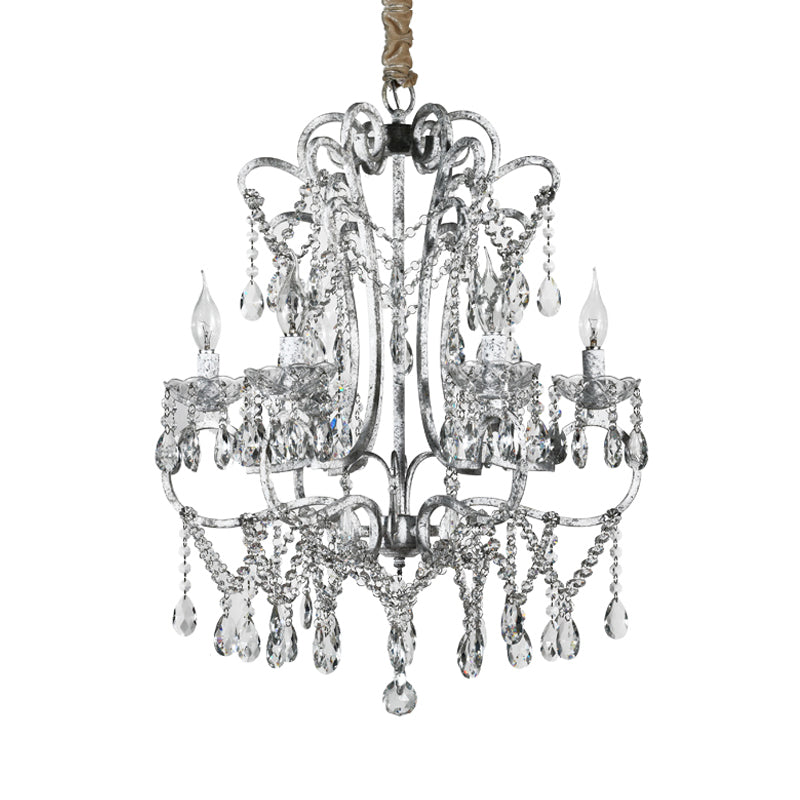 Curvy Bedroom Hanging Chandelier Simple Crystal 5/6 Lights Silver Suspension Lighting Fixture 5 Silver Clearhalo 'Ceiling Lights' 'Chandeliers' Lighting' options 329086_c28a7d00-875d-4c2c-b738-c8a18fc2f166