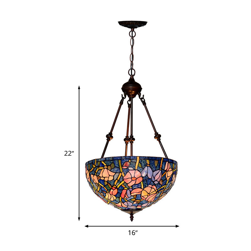 Petal Chandelier Lighting Fixture 2 Lights Cut Glass Victorian Ceiling Light in Red/Pink/Purple for Bedroom Clearhalo 'Ceiling Lights' 'Chandeliers' 'Industrial' 'Middle Century Chandeliers' 'Tiffany Chandeliers' 'Tiffany close to ceiling' 'Tiffany' Lighting' 329343