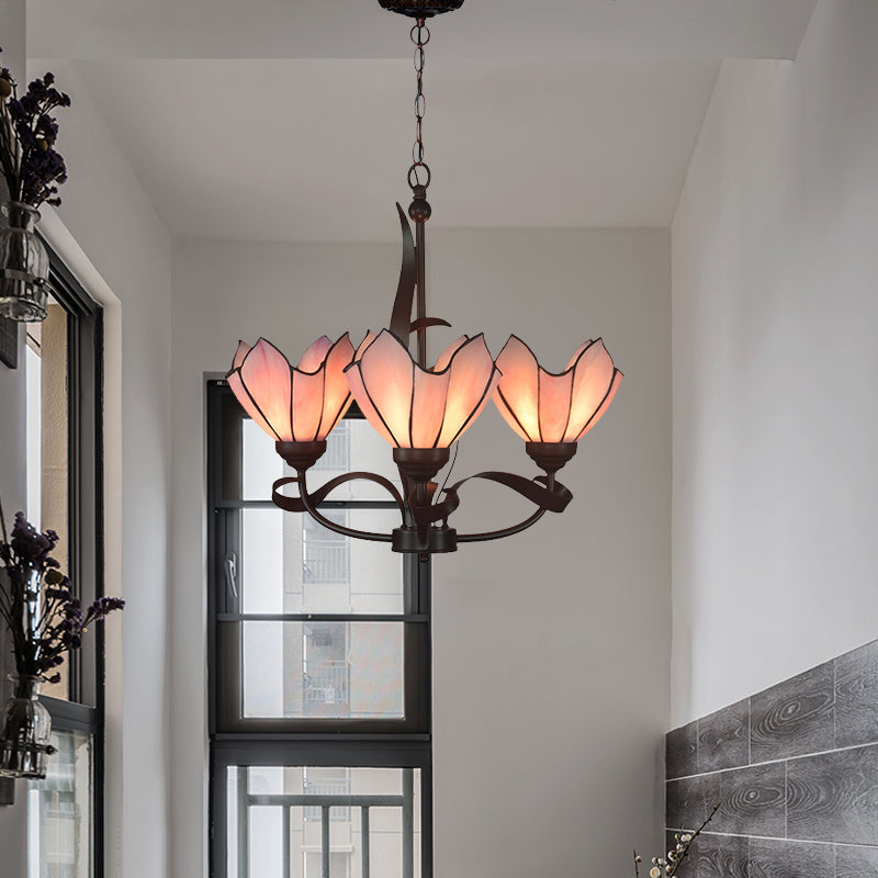 Bronze 3/5 Lights Chandelier Lighting Fixture Baroque Pink/Purple Floral Pendant ,shopify Lamp for Kitchen Clearhalo 'Ceiling Lights' 'Chandeliers' 'Lighting' 330297_78a21f7e-c8c5-4953-b55c-fddd25ccfbd1