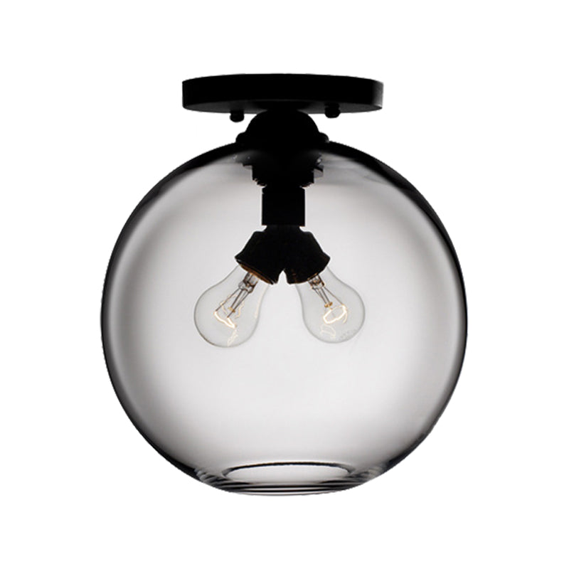 Global Ceiling Mounted Light with Red/Sky Blue/Amber/Dark Smoke/Coffee Glass Shade Modern 2-Head Flushmount Ceiling Lamp Clearhalo 'Ceiling Lights' 'Close To Ceiling Lights' 'Close to ceiling' 'Flush mount' Lighting' 330442