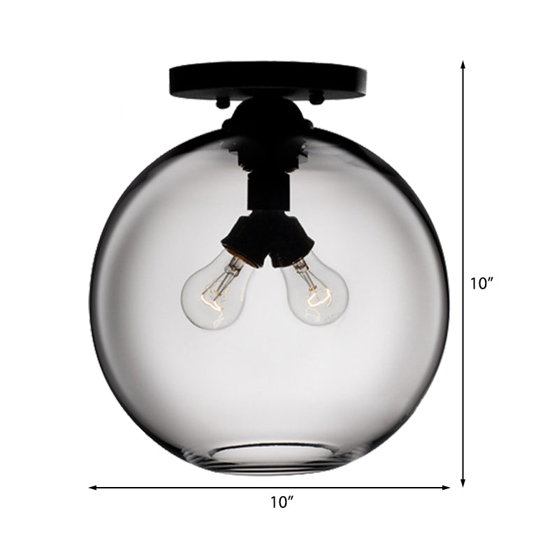 Global Ceiling Mounted Light with Red/Sky Blue/Amber/Dark Smoke/Coffee Glass Shade Modern 2-Head Flushmount Ceiling Lamp Clearhalo 'Ceiling Lights' 'Close To Ceiling Lights' 'Close to ceiling' 'Flush mount' Lighting' 330443
