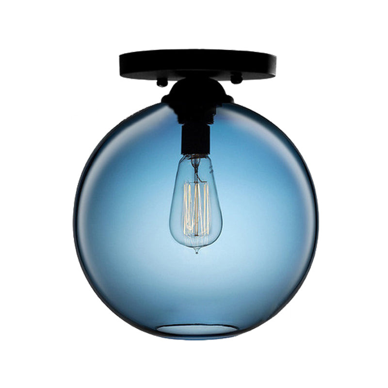 Red/Sky Blue/Amber/Dark Smoke/Coffee Orbit Ceiling Light Fixture Contemporary Glass 1 Head Indoor Ceiling Flush Mount Clearhalo 'Ceiling Lights' 'Close To Ceiling Lights' 'Close to ceiling' 'Flush mount' Lighting' 330498