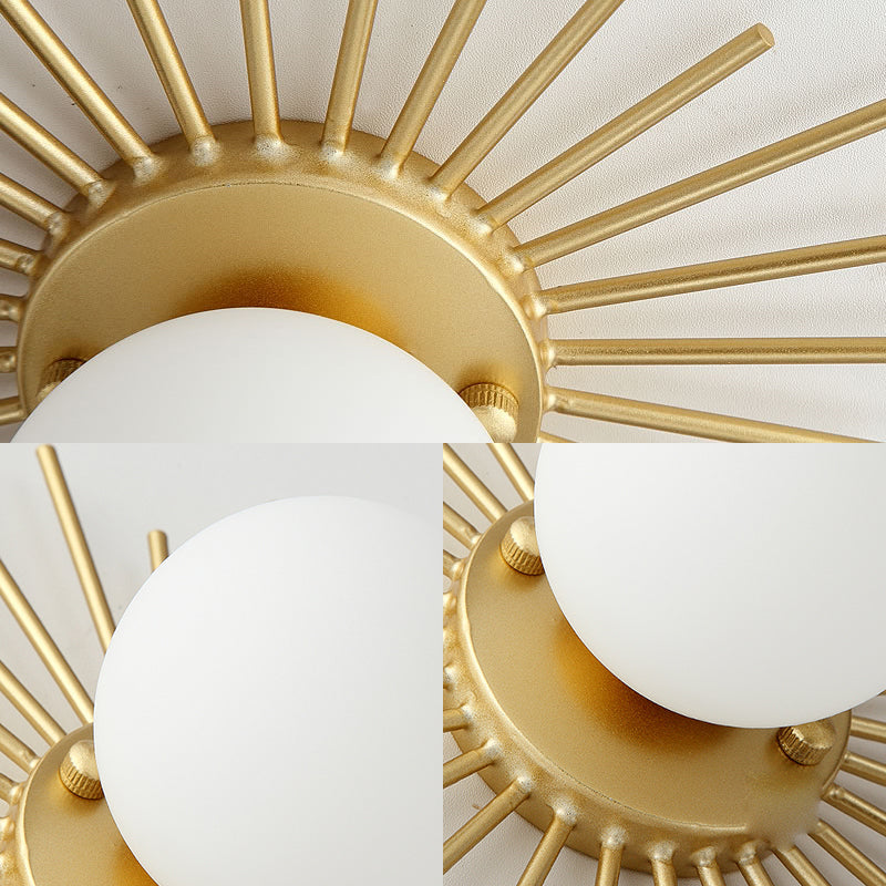 Spherical Flush Mount Lighting with Frosted Glass Shade Minimalism 1 Bulb Ceiling Mounted Fixture in Gold Clearhalo 'Ceiling Lights' 'Close To Ceiling Lights' 'Close to ceiling' 'Flush mount' Lighting' 330570