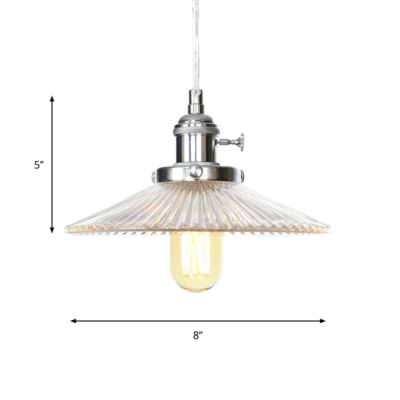 Saucer Pendant Lighting Vintage Stylish Clear Ribbed Glass 1 Head Black/Bronze/Brass Ceiling Fixture for Coffee Shop Clearhalo 'Art Deco Pendants' 'Black' 'Cast Iron' 'Ceiling Lights' 'Ceramic' 'Crystal' 'Industrial Pendants' 'Industrial' 'Metal' 'Middle Century Pendants' 'Pendant Lights' 'Pendants' 'Rustic Pendants' 'Tiffany' Lighting' 331012