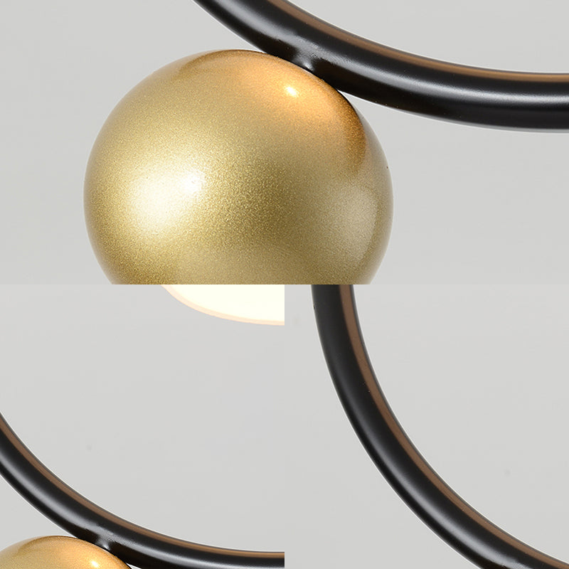 Gold Metal Ring Semi Flush Light with Glass Dome Lampshade Modern 1 Bulb Ceiling Mounted Light Clearhalo 'Ceiling Lights' 'Close To Ceiling Lights' 'Close to ceiling' 'Flush mount' Lighting' 331280