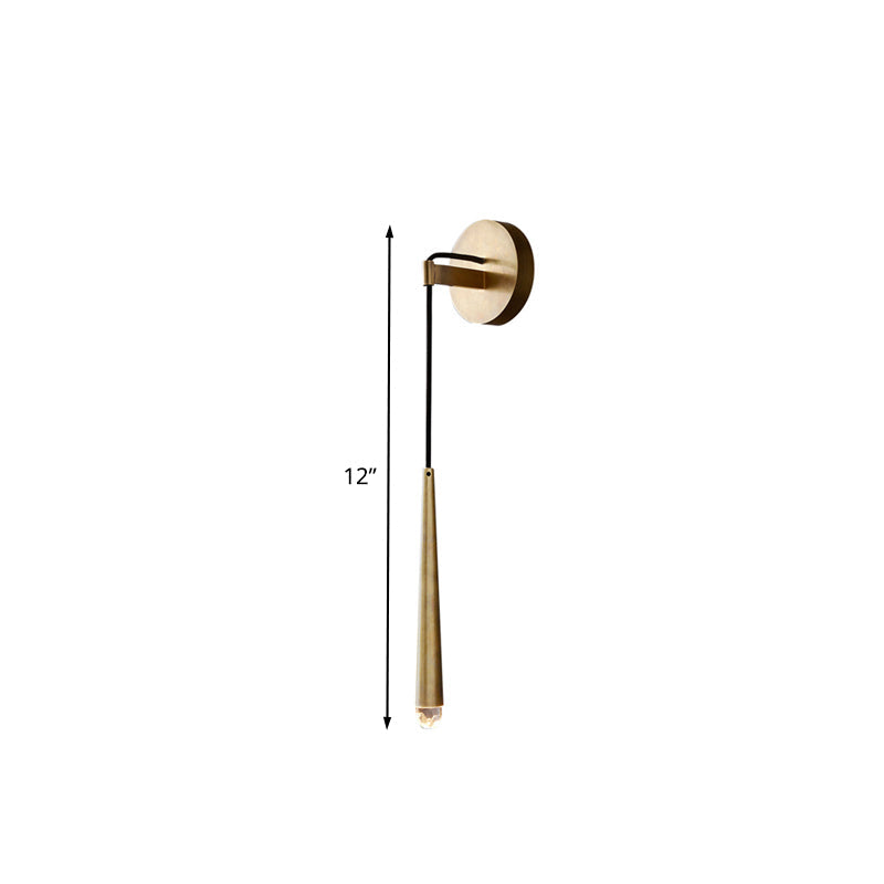 Simplicity Cone Wall Light Sconce LED K9 Crystal Wall Lighting Fixture in Gold, 12"/19.5"/23.5" High Clearhalo 'Wall Lamps & Sconces' 'Wall Lights' Lighting' 331457