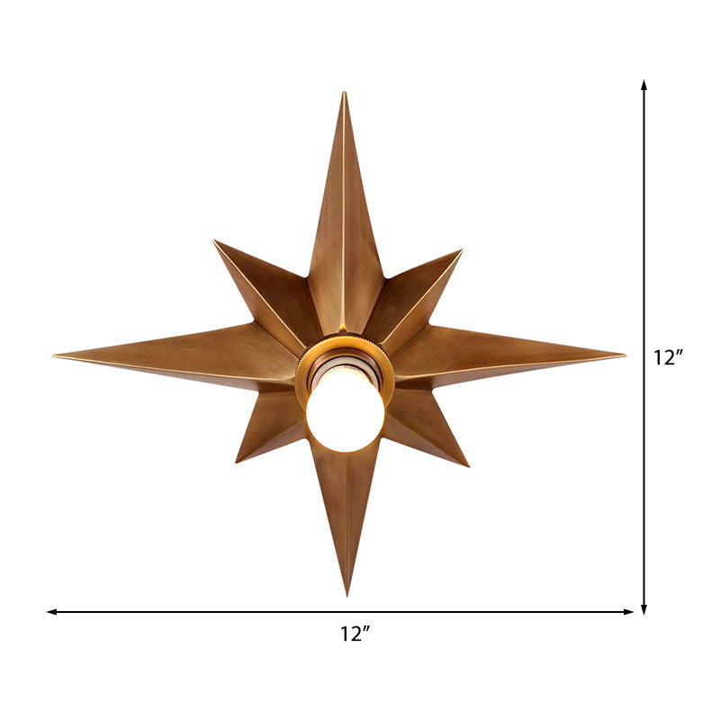Black/Bronze Anise Star Flush Ceiling Light Contemporary Metal 1 Head Stairway Flush Mount Light Fixture Clearhalo 'Ceiling Lights' 'Close To Ceiling Lights' 'Close to ceiling' 'Flush mount' Lighting' 331569