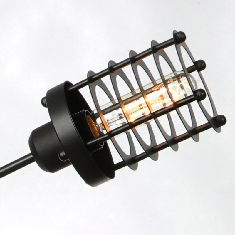 Starburst Bedroom Chandelier Light Metal 9/12/15 Heads Vintage Hanging Lighting with Cylinder Frame Shade in Black Clearhalo 'Cast Iron' 'Ceiling Lights' 'Chandeliers' 'Industrial Chandeliers' 'Industrial' 'Metal' 'Middle Century Chandeliers' 'Rustic Chandeliers' 'Tiffany' Lighting' 332007