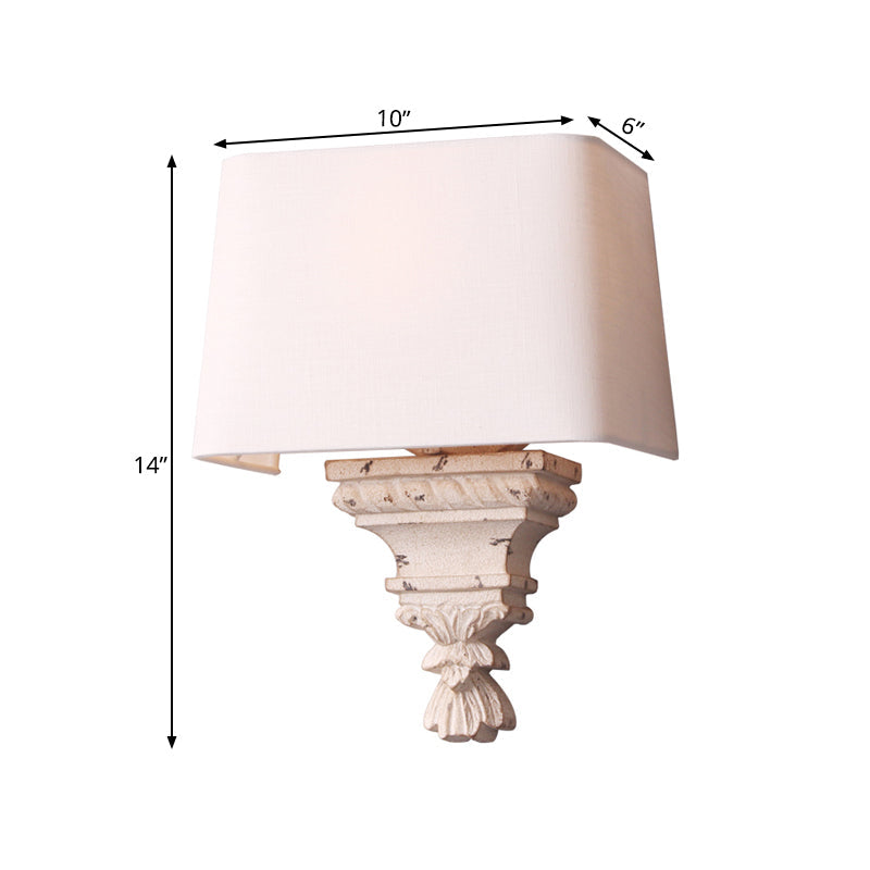 1 Light Bedroom Wall Mount Light Simple White Sconce Light Fixture with Tapered Fabric Shade Clearhalo 'Wall Lamps & Sconces' 'Wall Lights' Lighting' 332584