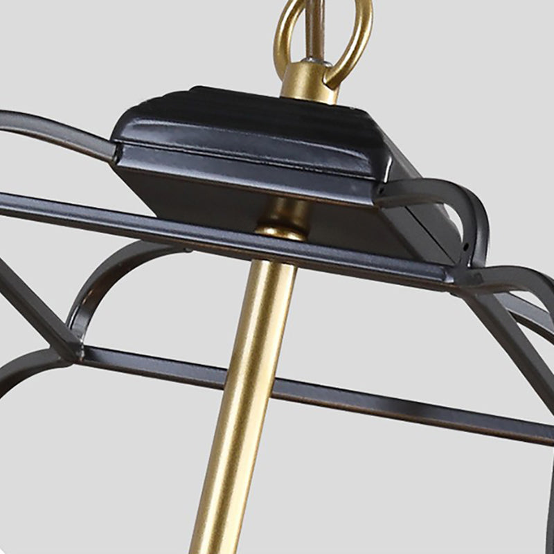 Metal Cage Shade Hanging Pendant Light Traditional Style 3/4 Heads Chandelier Lighting in Gold Finish Clearhalo 'Ceiling Lights' 'Chandeliers' Lighting' options 332863