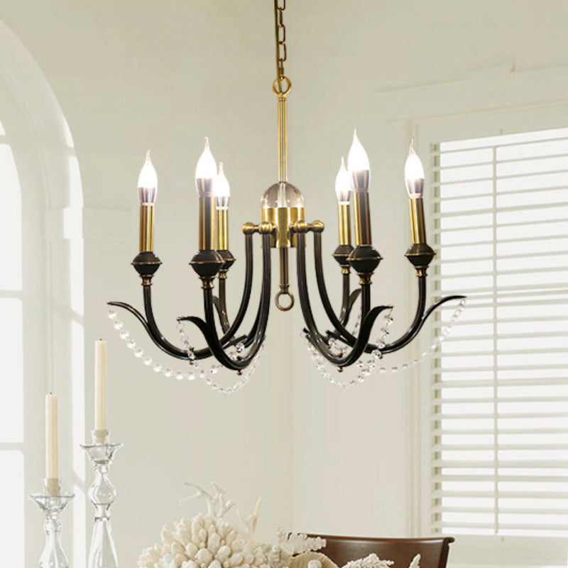 Open Bulb Suspension Lighting Traditional Metal 6/8 Lights Gold Finish Chandelier Pendant Light with Clear Crystal Deco Clearhalo 'Ceiling Lights' 'Chandeliers' Lighting' options 333212