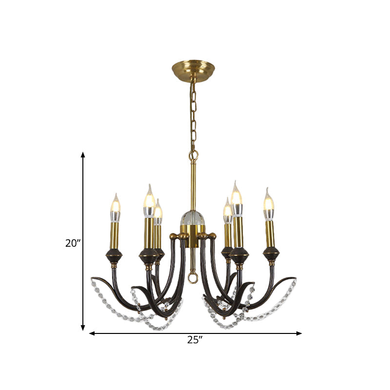 Open Bulb Suspension Lighting Traditional Metal 6/8 Lights Gold Finish Chandelier Pendant Light with Clear Crystal Deco Clearhalo 'Ceiling Lights' 'Chandeliers' Lighting' options 333216