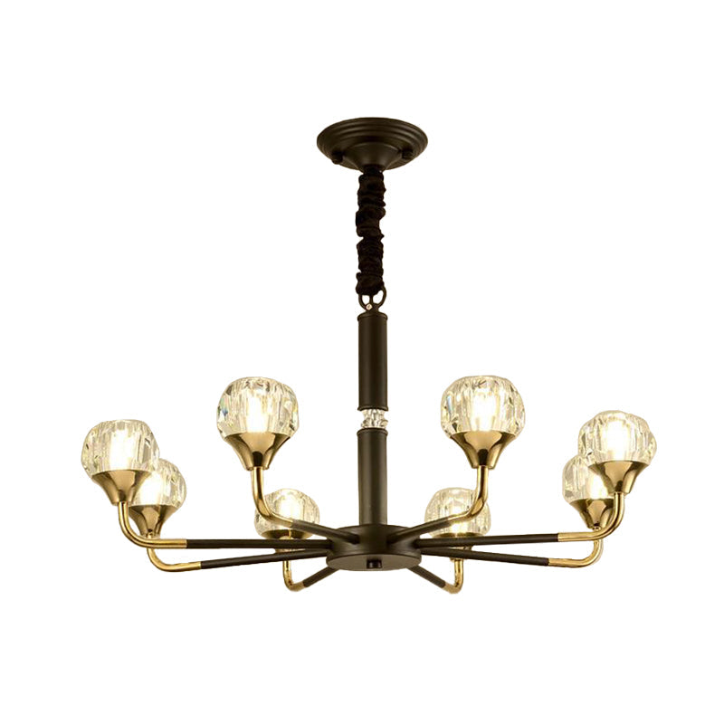 Globe Pendant Chandelier Modernist Beveled Crystal 6/8/10 Bulbs Brass Ceiling Hanging Light, 22.5"/26"/30" Wide Clearhalo 'Ceiling Lights' 'Chandeliers' 'Modern Chandeliers' 'Modern' Lighting' 333312