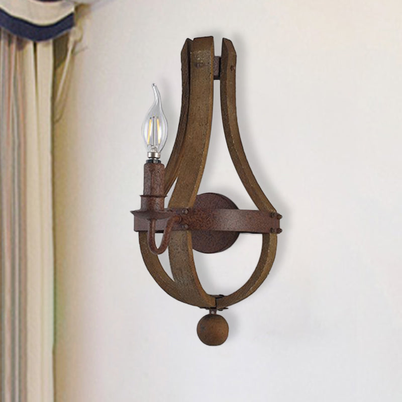 8"/11.5"/15" Wide Candle Metal Sconce Light Country 1/2/3 Lights Dining Room Wall Lighting Fixture in Rust Clearhalo 'Wall Lamps & Sconces' 'Wall Lights' Lighting' 335766