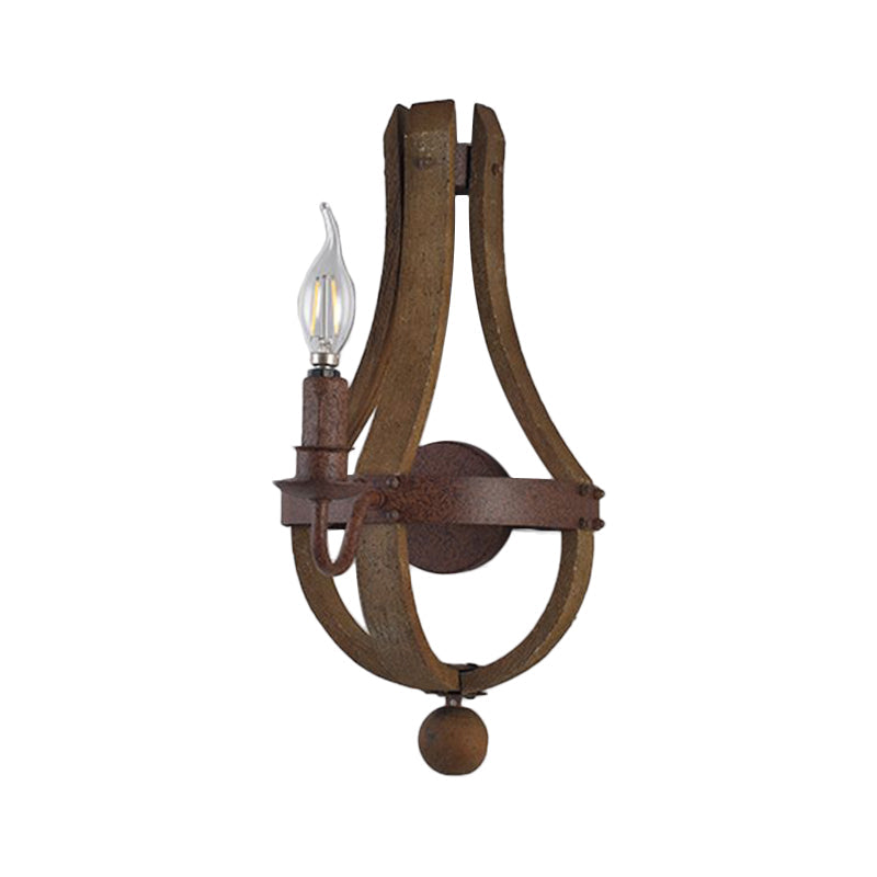 8"/11.5"/15" Wide Candle Metal Sconce Light Country 1/2/3 Lights Dining Room Wall Lighting Fixture in Rust Clearhalo 'Wall Lamps & Sconces' 'Wall Lights' Lighting' 335768