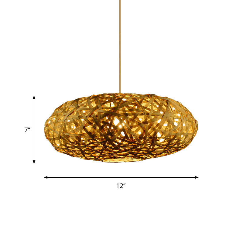 Handmade Pendant Lighting Traditionary Bamboo 1 Bulb 12"/16"/19.5" Wide Wood Hanging Lamp Kit Clearhalo 'Ceiling Lights' 'Modern Pendants' 'Modern' 'Pendant Lights' 'Pendants' Lighting' 337140
