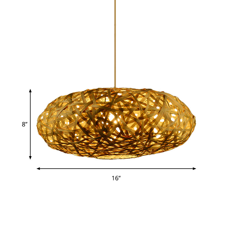 Handmade Pendant Lighting Traditionary Bamboo 1 Bulb 12"/16"/19.5" Wide Wood Hanging Lamp Kit Clearhalo 'Ceiling Lights' 'Modern Pendants' 'Modern' 'Pendant Lights' 'Pendants' Lighting' 337141