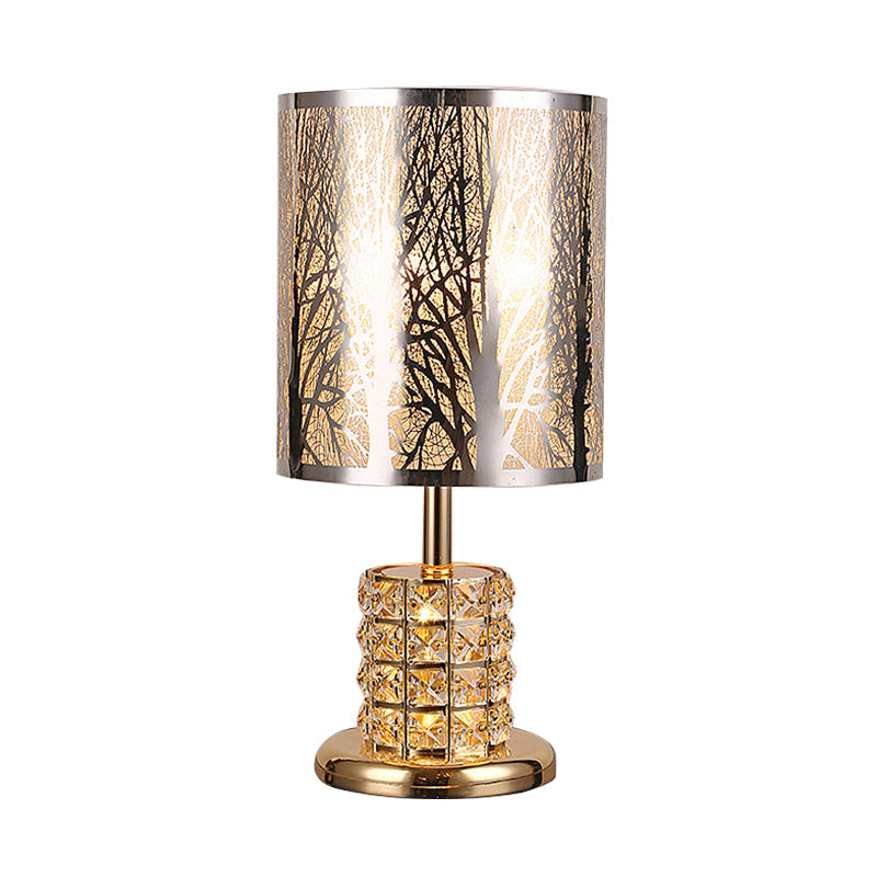 Crystal Gold Night Light Flower/Tree Single Light Traditional Nightstand Lamp for Bedroom Clearhalo 'Lamps' 'Table Lamps' Lighting' 338292