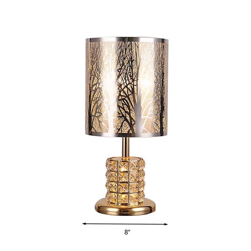 Crystal Gold Night Light Flower/Tree Single Light Traditional Nightstand Lamp for Bedroom Clearhalo 'Lamps' 'Table Lamps' Lighting' 338293