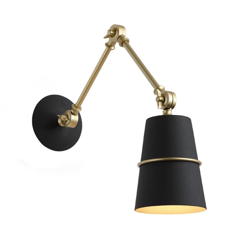 Metal Conical Sconce Modernist 1 Head Wall Mounted Light in White/Black with Adjustable Arm Clearhalo 'Cast Iron' 'Glass' 'Industrial' 'Modern wall lights' 'Modern' 'Tiffany' 'Traditional wall lights' 'Wall Lamps & Sconces' 'Wall Lights' Lighting' 338807