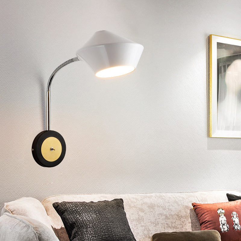 Urn Sconce Light Contemporary Metal 1 Bulb Wall Mounted Lighting in Black and White Black-White Clearhalo 'Cast Iron' 'Glass' 'Industrial' 'Modern wall lights' 'Modern' 'Tiffany' 'Traditional wall lights' 'Wall Lamps & Sconces' 'Wall Lights' Lighting' 338812