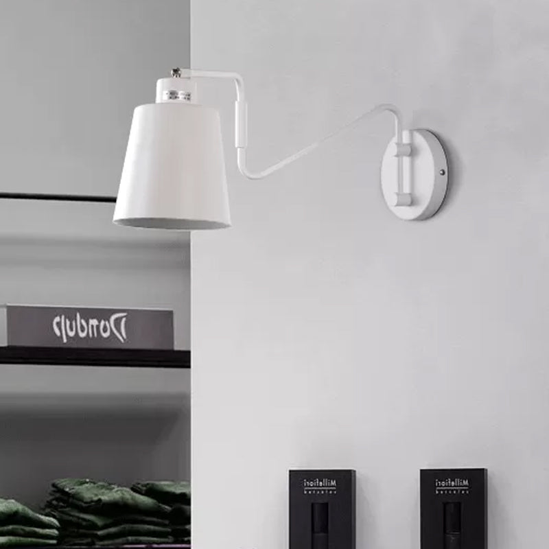 White Trumpet Wall Lamp Modernism 1 Bulb Metal Sconce Light Fixture with Swing Arm White Clearhalo 'Cast Iron' 'Glass' 'Industrial' 'Modern wall lights' 'Modern' 'Tiffany' 'Traditional wall lights' 'Wall Lamps & Sconces' 'Wall Lights' Lighting' 338833