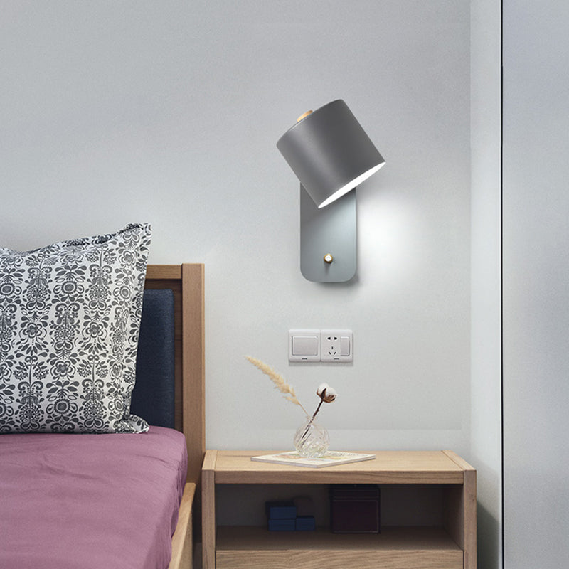 1 Bulb Tube Sconce Modernist Metal Wall Lighting Fixture in Grey/Green with Ractangle Backplate Clearhalo 'Cast Iron' 'Glass' 'Industrial' 'Modern wall lights' 'Modern' 'Tiffany' 'Traditional wall lights' 'Wall Lamps & Sconces' 'Wall Lights' Lighting' 338935