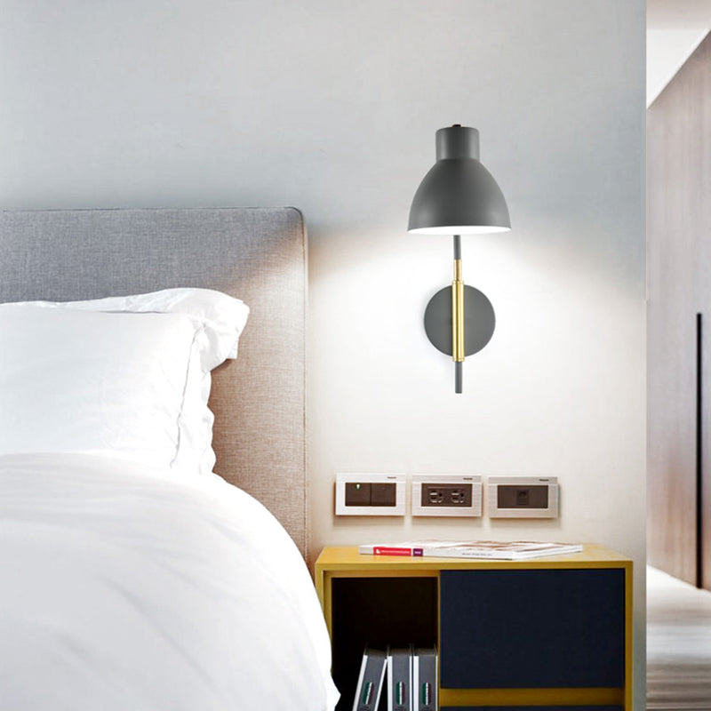 Contemporary Bowl Wall Lamp Metal 1 Head Sconce Light Fixture in Grey with Swing Arm Clearhalo 'Cast Iron' 'Glass' 'Industrial' 'Modern wall lights' 'Modern' 'Tiffany' 'Traditional wall lights' 'Wall Lamps & Sconces' 'Wall Lights' Lighting' 338942