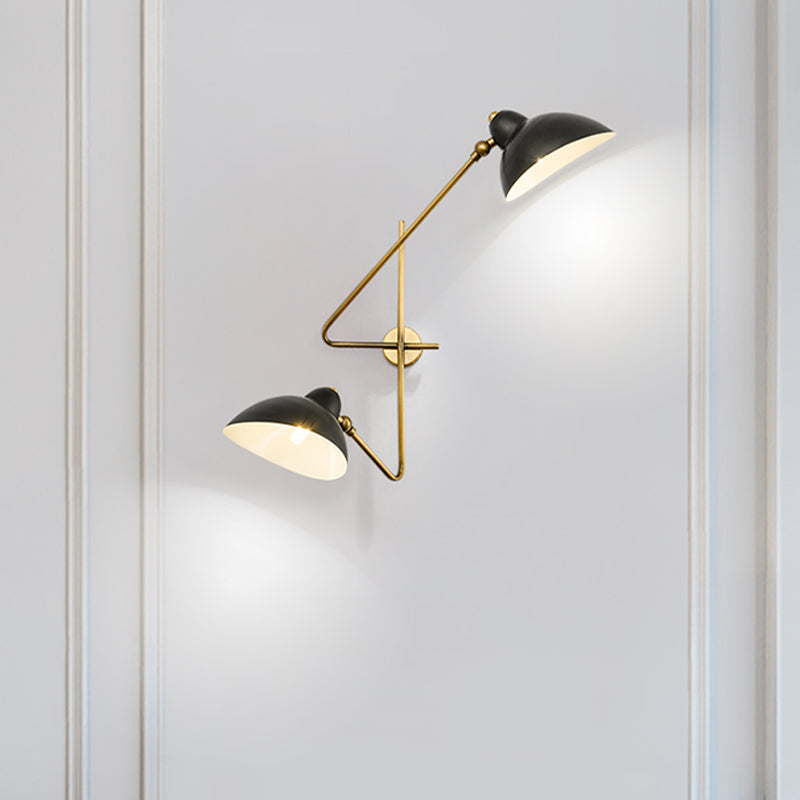 2 Lights Bedroom Wall Sconce Modern Black LED Wall Light Fixture with Dome Metal Shade Clearhalo 'Cast Iron' 'Glass' 'Industrial' 'Modern wall lights' 'Modern' 'Tiffany' 'Traditional wall lights' 'Wall Lamps & Sconces' 'Wall Lights' Lighting' 338955
