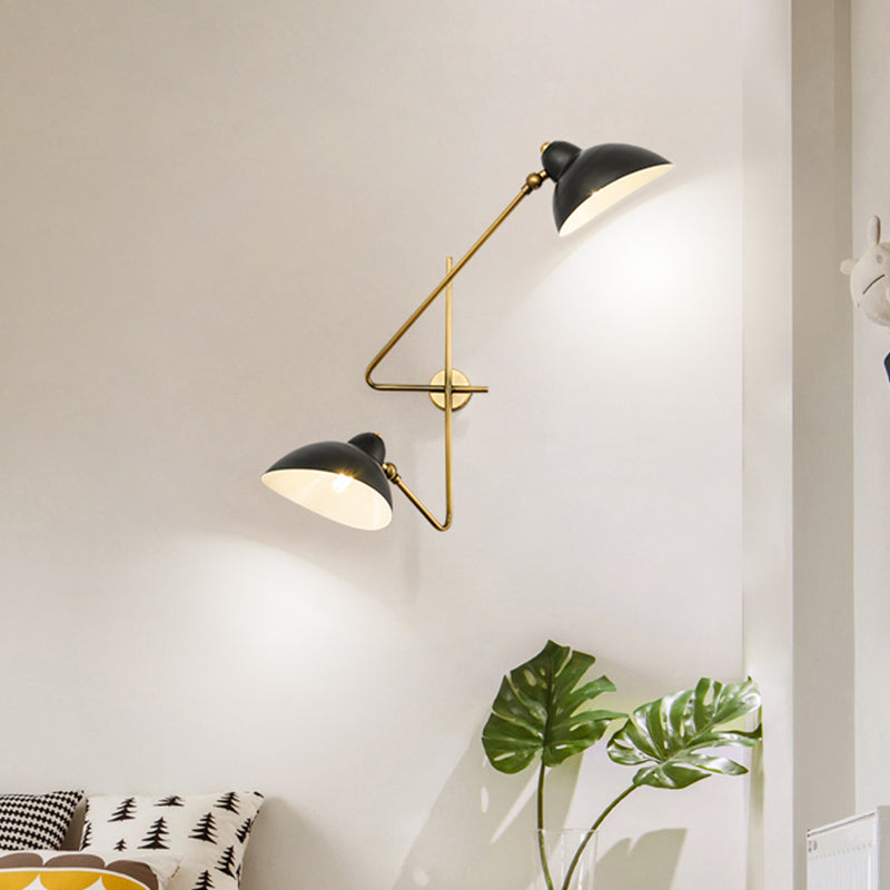 2 Lights Bedroom Wall Sconce Modern Black LED Wall Light Fixture with Dome Metal Shade Clearhalo 'Cast Iron' 'Glass' 'Industrial' 'Modern wall lights' 'Modern' 'Tiffany' 'Traditional wall lights' 'Wall Lamps & Sconces' 'Wall Lights' Lighting' 338956