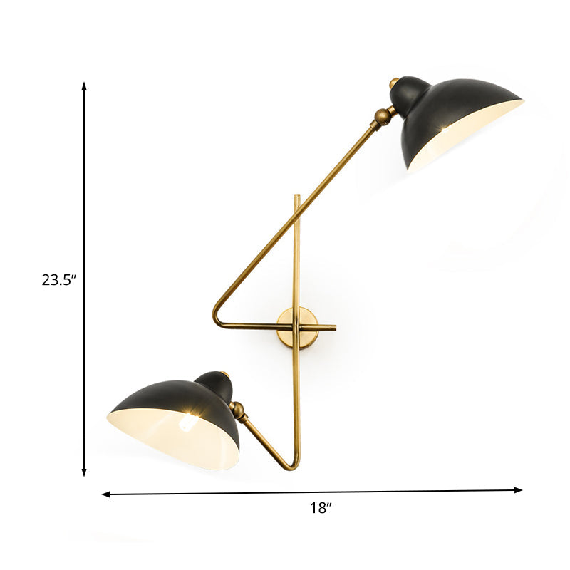 2 Lights Bedroom Wall Sconce Modern Black LED Wall Light Fixture with Dome Metal Shade Clearhalo 'Cast Iron' 'Glass' 'Industrial' 'Modern wall lights' 'Modern' 'Tiffany' 'Traditional wall lights' 'Wall Lamps & Sconces' 'Wall Lights' Lighting' 338958