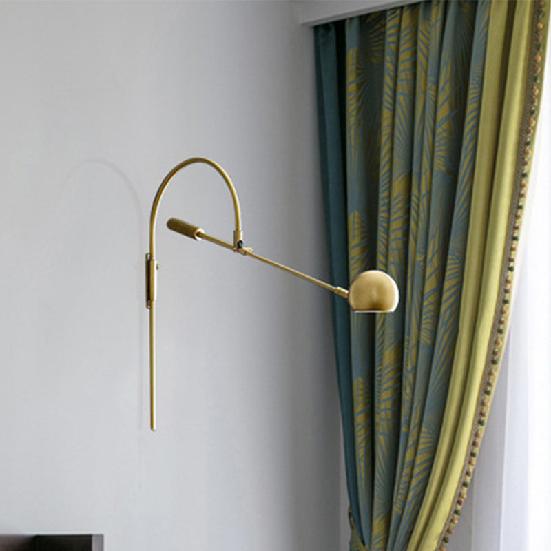 Globe Metal Wall Sconce Light Modernism 1 Bulb Brass/Black LED Wall Lighting for Living Room Clearhalo 'Cast Iron' 'Glass' 'Industrial' 'Modern wall lights' 'Modern' 'Tiffany' 'Traditional wall lights' 'Wall Lamps & Sconces' 'Wall Lights' Lighting' 338964
