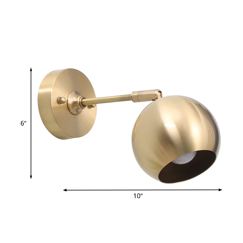 Brass Dome LED Wall Lamp Modernist 1 Light Metal Wall Mount Lighting for Living Room Clearhalo 'Cast Iron' 'Glass' 'Industrial' 'Modern wall lights' 'Modern' 'Tiffany' 'Traditional wall lights' 'Wall Lamps & Sconces' 'Wall Lights' Lighting' 338982