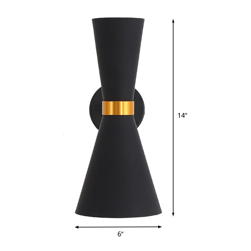 Modernist Flare Sconce Light Fixture Metal 2 Bulbs Bedroom Wall Mount Lighting in Black Clearhalo 'Cast Iron' 'Glass' 'Industrial' 'Modern wall lights' 'Modern' 'Tiffany' 'Traditional wall lights' 'Wall Lamps & Sconces' 'Wall Lights' Lighting' 339012