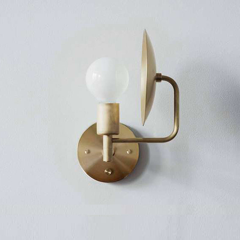 Modern Bare Bulb Metal Sconce 1 Head LED Wall Lighting Fixture in Gold for Living Room Gold Clearhalo 'Cast Iron' 'Glass' 'Industrial' 'Modern wall lights' 'Modern' 'Tiffany' 'Traditional wall lights' 'Wall Lamps & Sconces' 'Wall Lights' Lighting' 339027