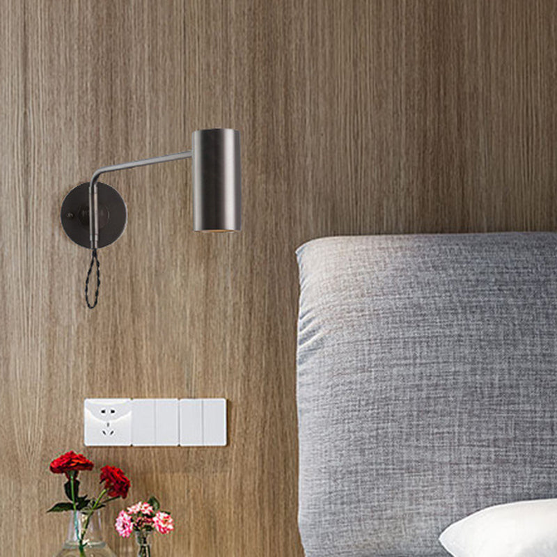 Contemporary 1 Bulb Wall Lighting Black/Brass Cylinder Wall Light Sconce with Metal Shade for Bedroom Clearhalo 'Cast Iron' 'Glass' 'Industrial' 'Modern wall lights' 'Modern' 'Tiffany' 'Traditional wall lights' 'Wall Lamps & Sconces' 'Wall Lights' Lighting' 339398