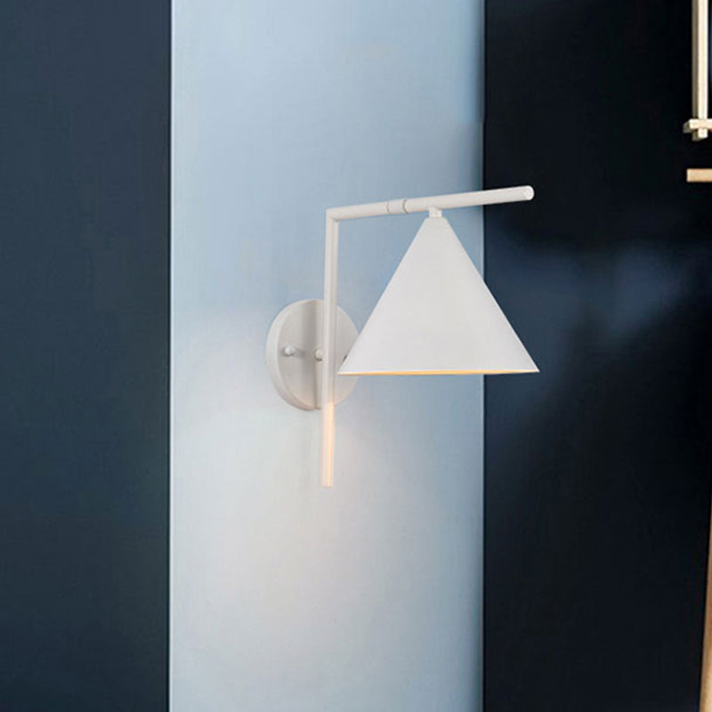 Conical Wall Sconce Lighting Contemporary Metal 1 Head Black/White/Gold Wall Light for Bedroom White Clearhalo 'Cast Iron' 'Glass' 'Industrial' 'Modern wall lights' 'Modern' 'Tiffany' 'Traditional wall lights' 'Wall Lamps & Sconces' 'Wall Lights' Lighting' 339400