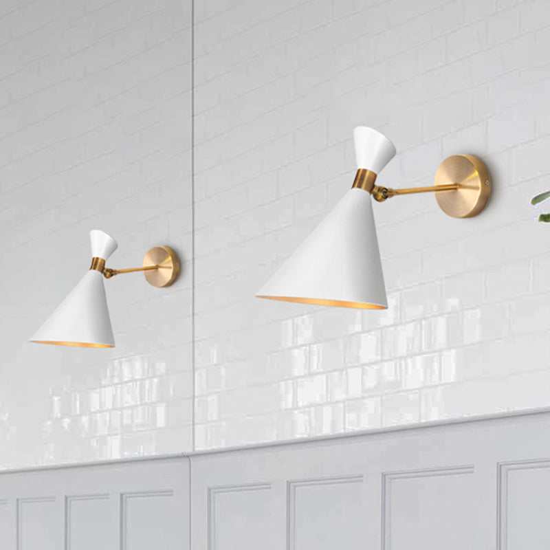1 Head Restaurant Wall Sconce Modern Black/White Wall Mount Lamp with Flared Metal Shade Clearhalo 'Cast Iron' 'Glass' 'Industrial' 'Modern wall lights' 'Modern' 'Tiffany' 'Traditional wall lights' 'Wall Lamps & Sconces' 'Wall Lights' Lighting' 339412
