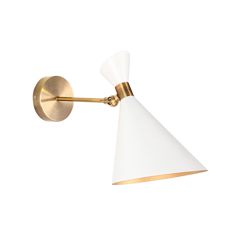 1 Head Restaurant Wall Sconce Modern Black/White Wall Mount Lamp with Flared Metal Shade Clearhalo 'Cast Iron' 'Glass' 'Industrial' 'Modern wall lights' 'Modern' 'Tiffany' 'Traditional wall lights' 'Wall Lamps & Sconces' 'Wall Lights' Lighting' 339413