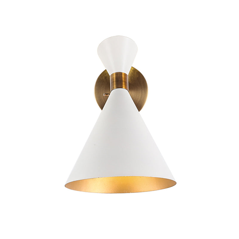 1 Head Restaurant Wall Sconce Modern Black/White Wall Mount Lamp with Flared Metal Shade Clearhalo 'Cast Iron' 'Glass' 'Industrial' 'Modern wall lights' 'Modern' 'Tiffany' 'Traditional wall lights' 'Wall Lamps & Sconces' 'Wall Lights' Lighting' 339414