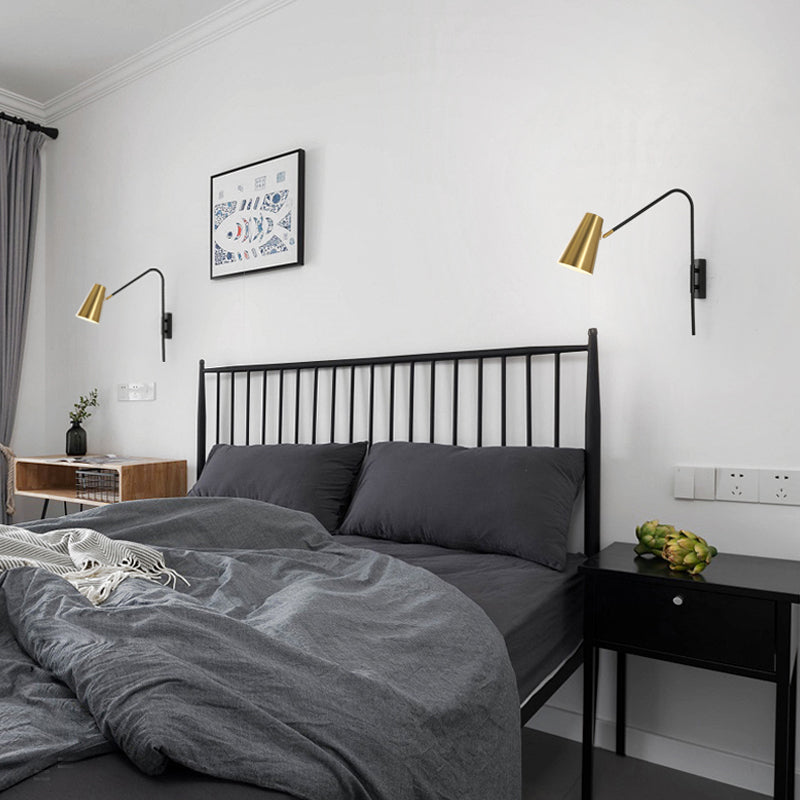 Brass Cone Wall Mount Lighting Modernism 1 Head Metal Sconce Light Fixture for Living Room Clearhalo 'Cast Iron' 'Glass' 'Industrial' 'Modern wall lights' 'Modern' 'Tiffany' 'Traditional wall lights' 'Wall Lamps & Sconces' 'Wall Lights' Lighting' 339442