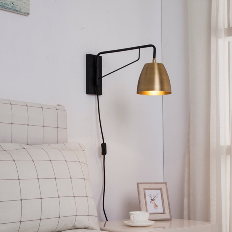 Metal Dome Wall Lighting Fixture Contemporary 1 Bulb Brass Sconce Light for Bedroom Brass Clearhalo 'Cast Iron' 'Glass' 'Industrial' 'Modern wall lights' 'Modern' 'Tiffany' 'Traditional wall lights' 'Wall Lamps & Sconces' 'Wall Lights' Lighting' 339445