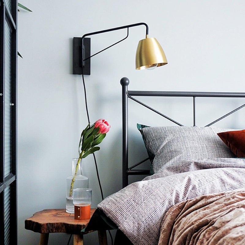 Metal Dome Wall Lighting Fixture Contemporary 1 Bulb Brass Sconce Light for Bedroom Clearhalo 'Cast Iron' 'Glass' 'Industrial' 'Modern wall lights' 'Modern' 'Tiffany' 'Traditional wall lights' 'Wall Lamps & Sconces' 'Wall Lights' Lighting' 339447